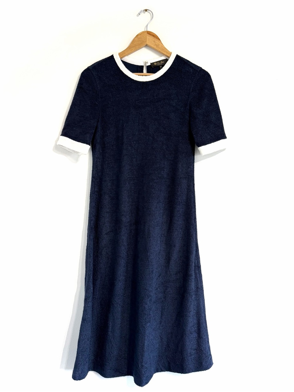 Loro Piana Lavagna Piped Linen and Cotton-blend Terry Midi Dress Navy